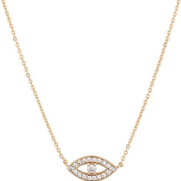 Evil Eye Necklace for Women 18k Gold Plated Textured Disk Necklace - Picture 6 of 6